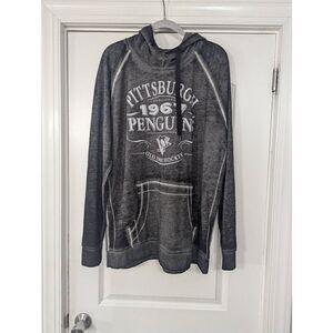 Old Time Hockey Pittsburgh Penguins hooded t-shirt size XXL gray retro hockey‎